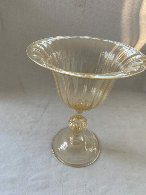 1970/80 ′ Murano Crystal Vase With Murano Gold Paillons H 43 cm Ø 34 - Image 6