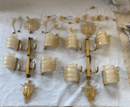 1970/80′ Paire d’ Appliques en Verre Ou Cristal De Murano Barovier & Toso Forme Papillon H 79 cm – Image 2