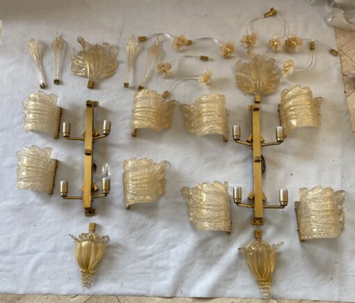 1970/80′ Paire d’ Appliques en Verre Ou Cristal De Murano Barovier & Toso Forme Papillon H 79 cm – Image 3