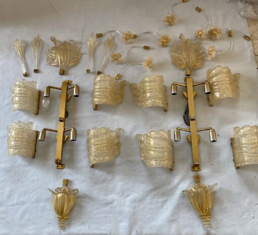 1970/80′ Paire d’ Appliques en Verre Ou Cristal De Murano Barovier & Toso Forme Papillon H 79 cm – Image 4