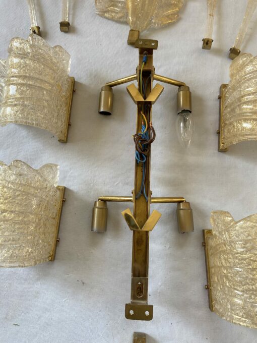 1970/80′ Paire d’ Appliques en Verre Ou Cristal De Murano Barovier & Toso Forme Papillon H 79 cm – Image 7