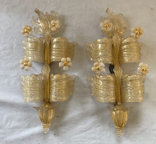 1970/80′ Paire d’ Appliques en Verre Ou Cristal De Murano Barovier & Toso Forme Papillon H 79 cm – Image 12
