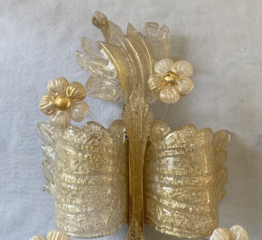 1970/80′ Paire d’ Appliques en Verre Ou Cristal De Murano Barovier & Toso Forme Papillon H 79 cm – Image 13
