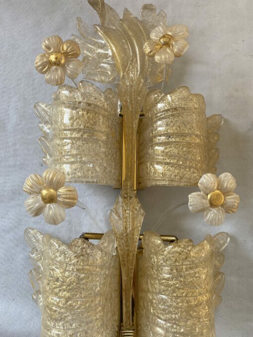 1970/80′ Paire d’ Appliques en Verre Ou Cristal De Murano Barovier & Toso Forme Papillon H 79 cm – Image 14