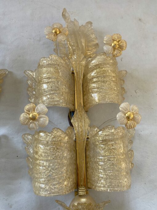 1970/80′ Paire d’ Appliques en Verre Ou Cristal De Murano Barovier & Toso Forme Papillon H 79 cm – Image 18