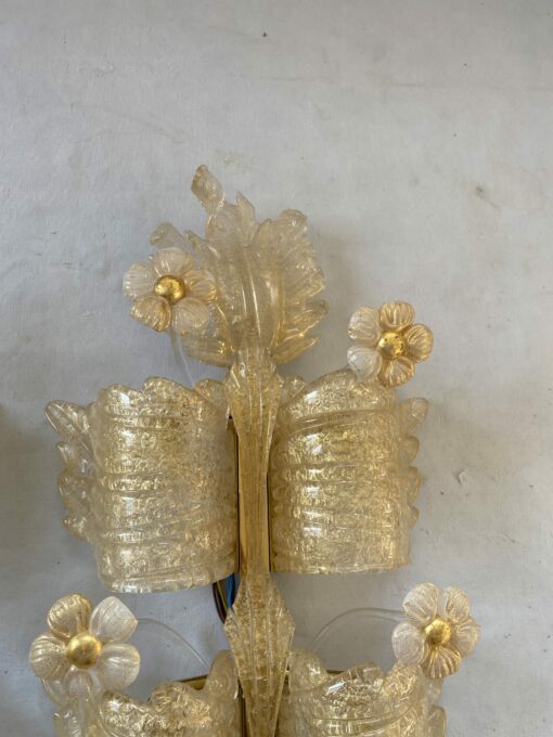 1970/80′ Paire d’ Appliques en Verre Ou Cristal De Murano Barovier & Toso Forme Papillon H 79 cm – Image 19