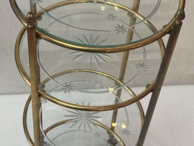 1950/70′ Rolling Server Round Bronze 4 Trays In The Style Of Maison Jansen