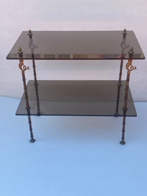 1970/80′ Side Table For Sirens DLG Maison Baguès Bronze Smoked Glass Trays 78 X 45 cm H 70 cm - Image 10