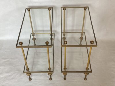 1970' Pair of Side Tables in Bronze, Maison Baguès 50.5 X 25.5 X H 48 cm
