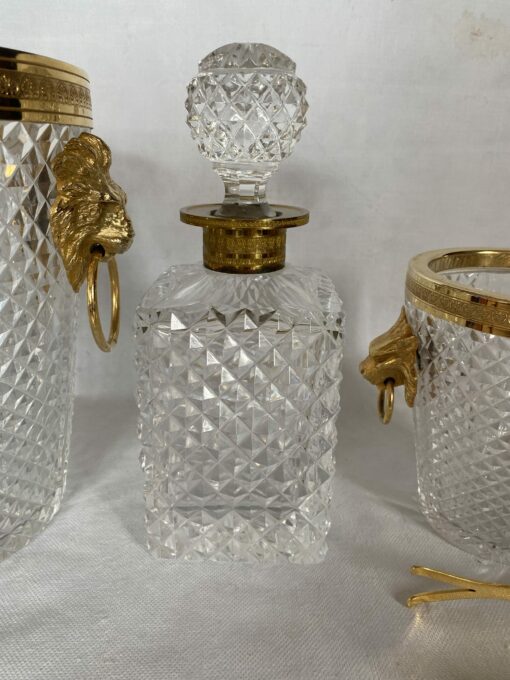 1970 'Champagne Bucket, Ice Cubes and Diamond Point Crystal Bottle With Gilt Bronze Lion Heads - Image 9