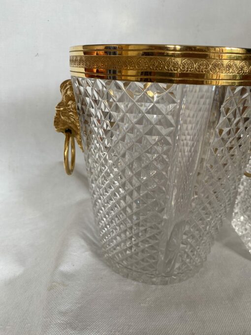 1970 'Champagne Bucket, Ice Cubes and Diamond Point Crystal Bottle With Gilt Bronze Lion Heads - Image 11