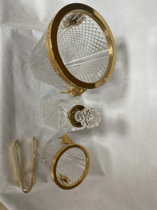 1970 'Champagne Bucket, Ice Cubes and Diamond Point Crystal Bottle With Gilt Bronze Lion Heads - Image 12