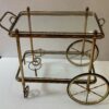 1950/70 Desserte Roulante Maison Jansen En Laiton Et Bronze Doré Pommes De Pin