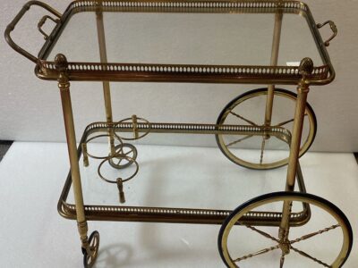 1950/70 Maison Jansen Rolling Trolley In Brass And Gilt Bronze