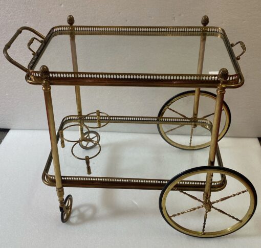1950/70 Maison Jansen Rolling Trolley In Brass And Gilt Bronze