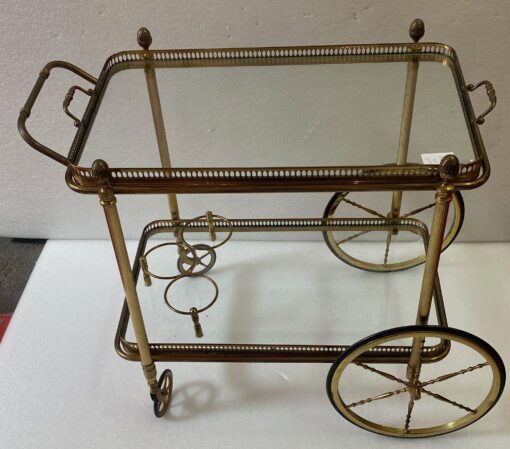 1950/70 Maison Jansen Rolling Trolley In Brass And Gilt Bronze - Image 2
