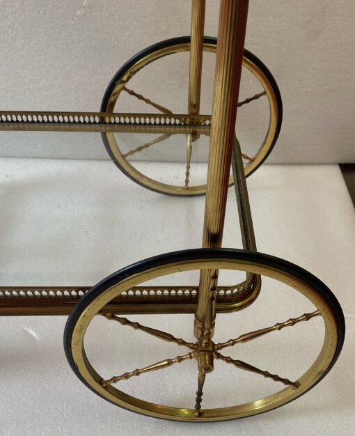 1950/70 Maison Jansen Rolling Trolley In Brass And Gilt Bronze - Image 9