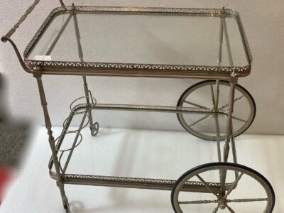 1950/70 Maison Jansen Rolling Trolley In Brass And Silvered Bronze