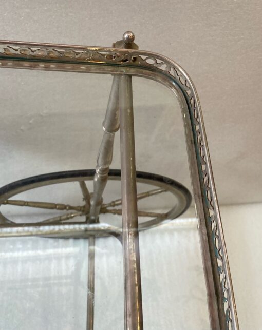 1950/70 Desserte Roulante Maison Jansen En Laiton Et Bronze Argenté – Image 5