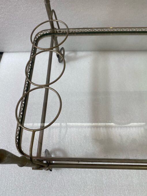 1950/70 Desserte Roulante Maison Jansen En Laiton Et Bronze Argenté – Image 2