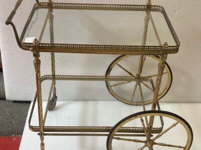 1950/70 Maison Jansen Rolling Trolley In Brass And Gilt Bronze