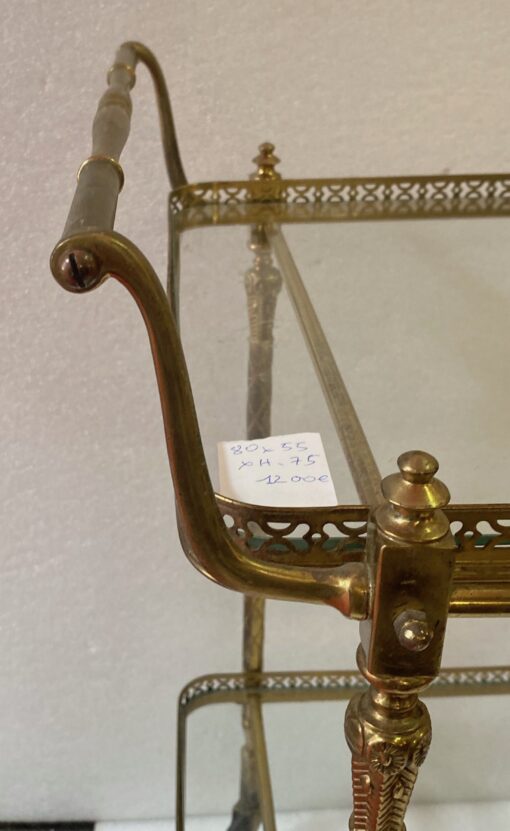 1950/70 Desserte Roulante Maison Jansen En Laiton Et Bronze Doré – Image 16