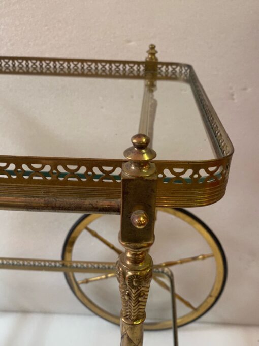 1950/70 Desserte Roulante Maison Jansen En Laiton Et Bronze Doré – Image 13