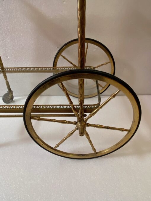 1950/70 Desserte Roulante Maison Jansen En Laiton Et Bronze Doré – Image 12