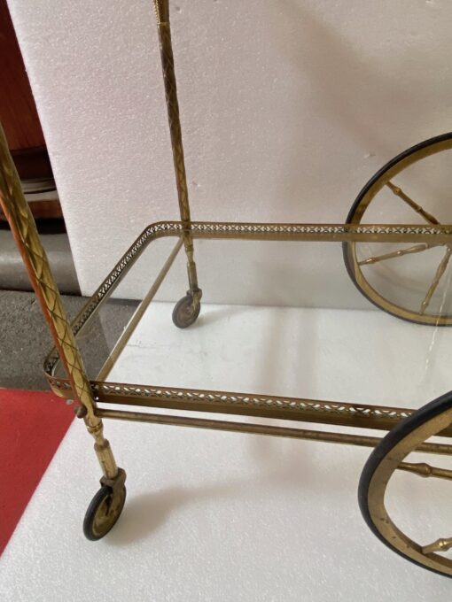 1950/70 Desserte Roulante Maison Jansen En Laiton Et Bronze Doré – Image 11
