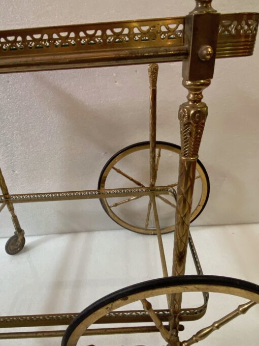 1950/70 Desserte Roulante Maison Jansen En Laiton Et Bronze Doré – Image 10