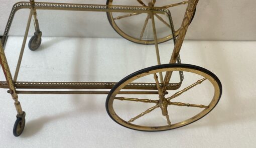 1950/70 Desserte Roulante Maison Jansen En Laiton Et Bronze Doré – Image 5