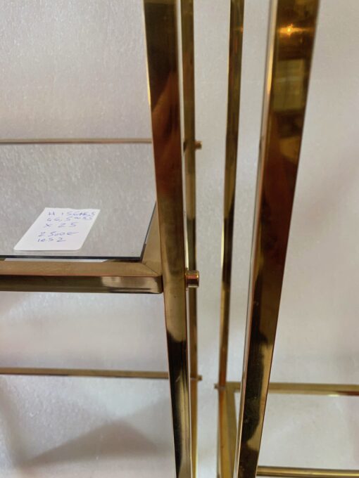 1970′ Paire D' Étagères En Laiton Doré  à 4 Niveaux Pierre Balmain Plateaux Metacrylate 25 X 46,5 H 156 cm – Image 16