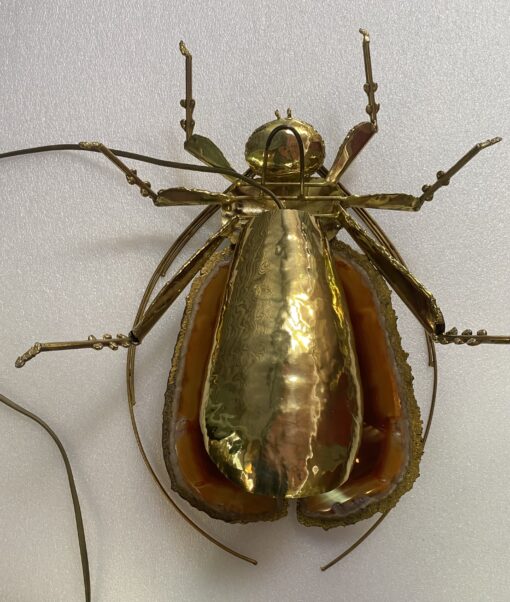 1970’Applique Eclairante A la Cigale en Bronze Doré et Agates Style Duval Brasseur Ou Isabelle Faure 35 X 50 cm – Image 9