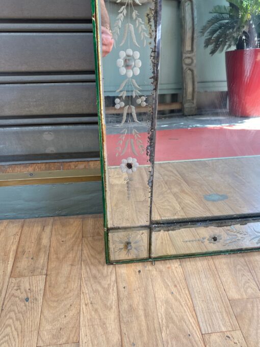 1900/20′Paire  Miroirs Venise à Fleurs Et Sobres 161 x 120 cm – Image 6