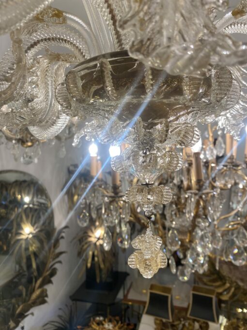 1950′ Murano Crystal Chandelier With Gold Leaf Inclusions 6 Branches H 56 Ø 60 cm - Image 5