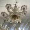 1950′ Lustre Cristal Murano Avec Inclusions Feuilles d’Or 6 Branches H 56 Ø 60 cm – Image 6