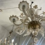 1950′ Lustre Cristal Murano Avec Inclusions Feuilles d’Or 6 Branches H 56 Ø 60 cm – Image 7