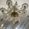 1950′ Lustre Cristal Murano Avec Inclusions Feuilles d’Or 6 Branches H 56 Ø 60 cm – Image 9