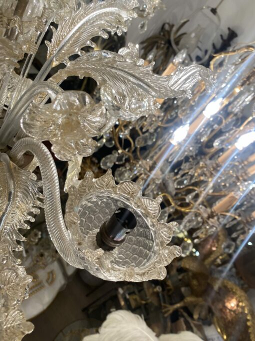 1950′ Murano Crystal Chandelier With Gold Leaf Inclusions 6 Branches H 56 Ø 60 cm - Image 12