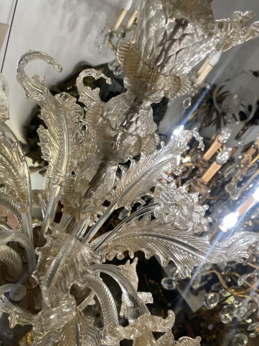1950′ Murano Crystal Chandelier With Gold Leaf Inclusions 6 Branches H 56 Ø 60 cm - Image 13