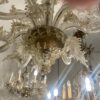 1950′ Lustre Cristal Murano Avec Inclusions Feuilles d’Or 6 Branches H 56 Ø 60 cm – Image 2