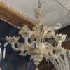 1950′ Lustre Cristal Murano Avec Inclusions Feuilles d’Or 6 Branches H 56 Ø 60 cm