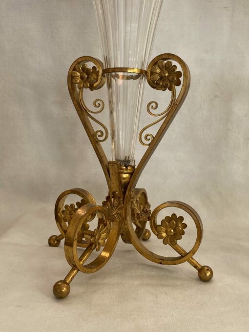 1870' Pair of Baccarat Cornets Or Similar Bronze Mount, Crown Monogram H 49.5 cm - Image 14