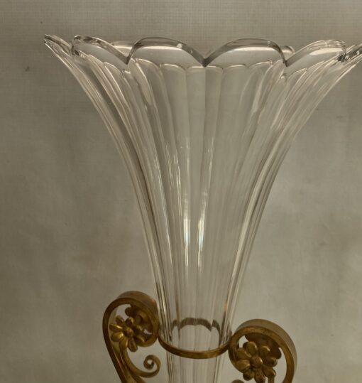 1870' Pair of Baccarat Cornets Or Similar Bronze Mount, Crown Monogram H 49.5 cm - Image 13