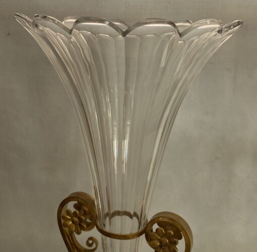 1870' Pair of Baccarat Cornets Or Similar Bronze Mount, Crown Monogram H 49.5 cm - Image 12