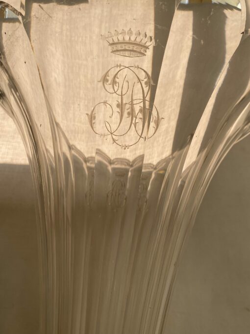 1870' Pair of Baccarat Cornets Or Similar Bronze Mount, Crown Monogram H 49.5 cm - Image 9