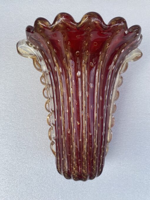 1970′ Violine and Gold Murano Crystal Vase Signed Toso H 32 cm - Image 2