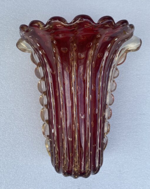 1970′ Violine and Gold Murano Crystal Vase Signed Toso H 32 cm - Image 4