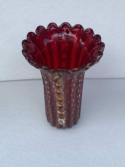 1970′ Violine and Gold Murano Crystal Vase Signed Toso H 32 cm - Image 5
