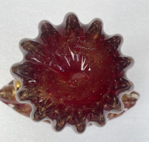 1970′ Violine and Gold Murano Crystal Vase Signed Toso H 31 cm - Image 7